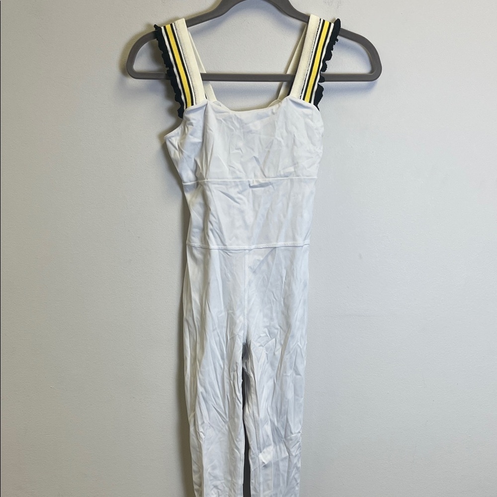 Elegant White Jumpsuit with Yellow Accents